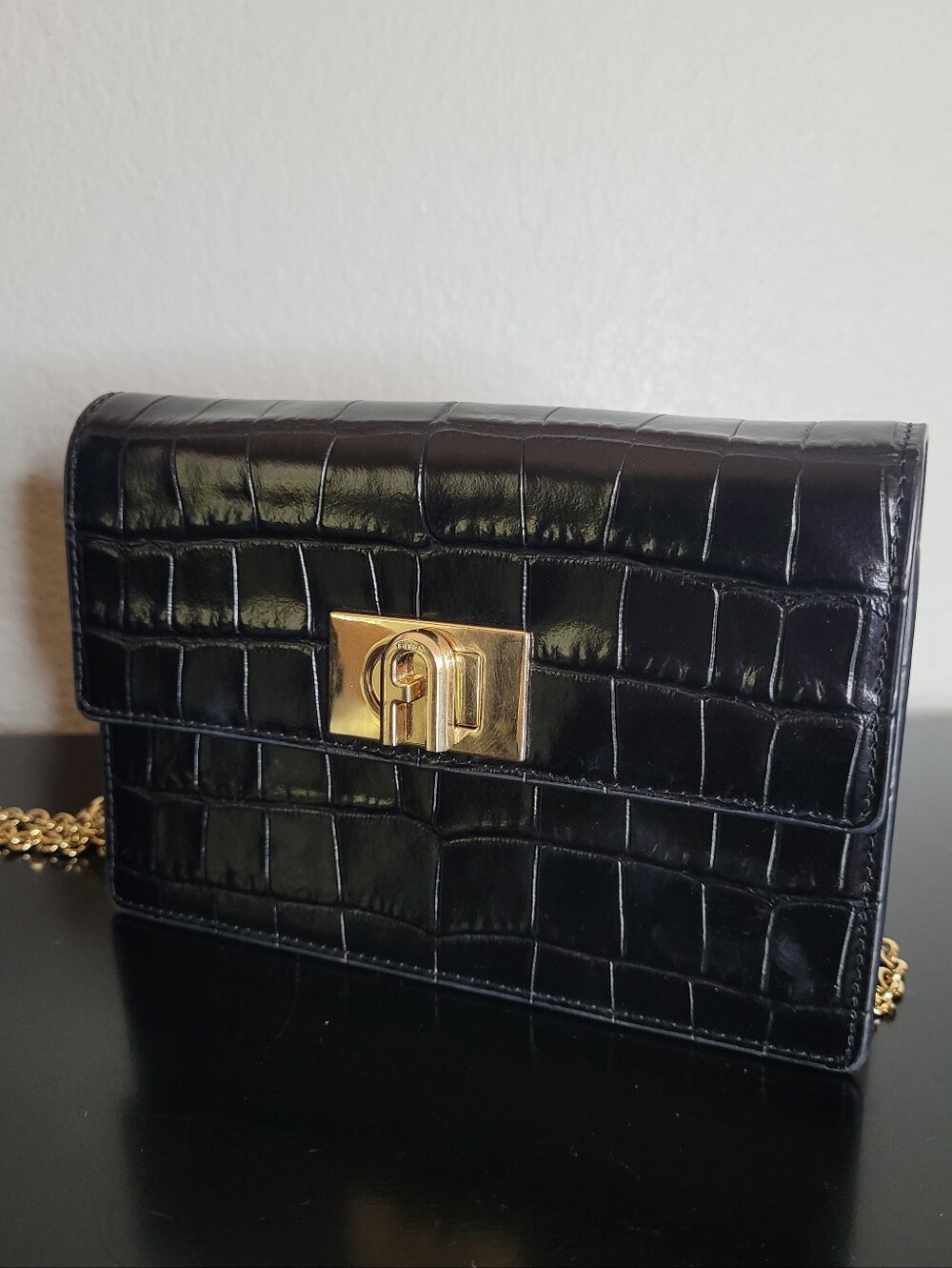 Furla 1927 croc mini crossbody bag - Picture 1 of 11